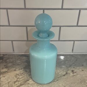 Vintage Portieux Vallerysthal Aqua Blue Opaline Decanter Perfume Apothecary